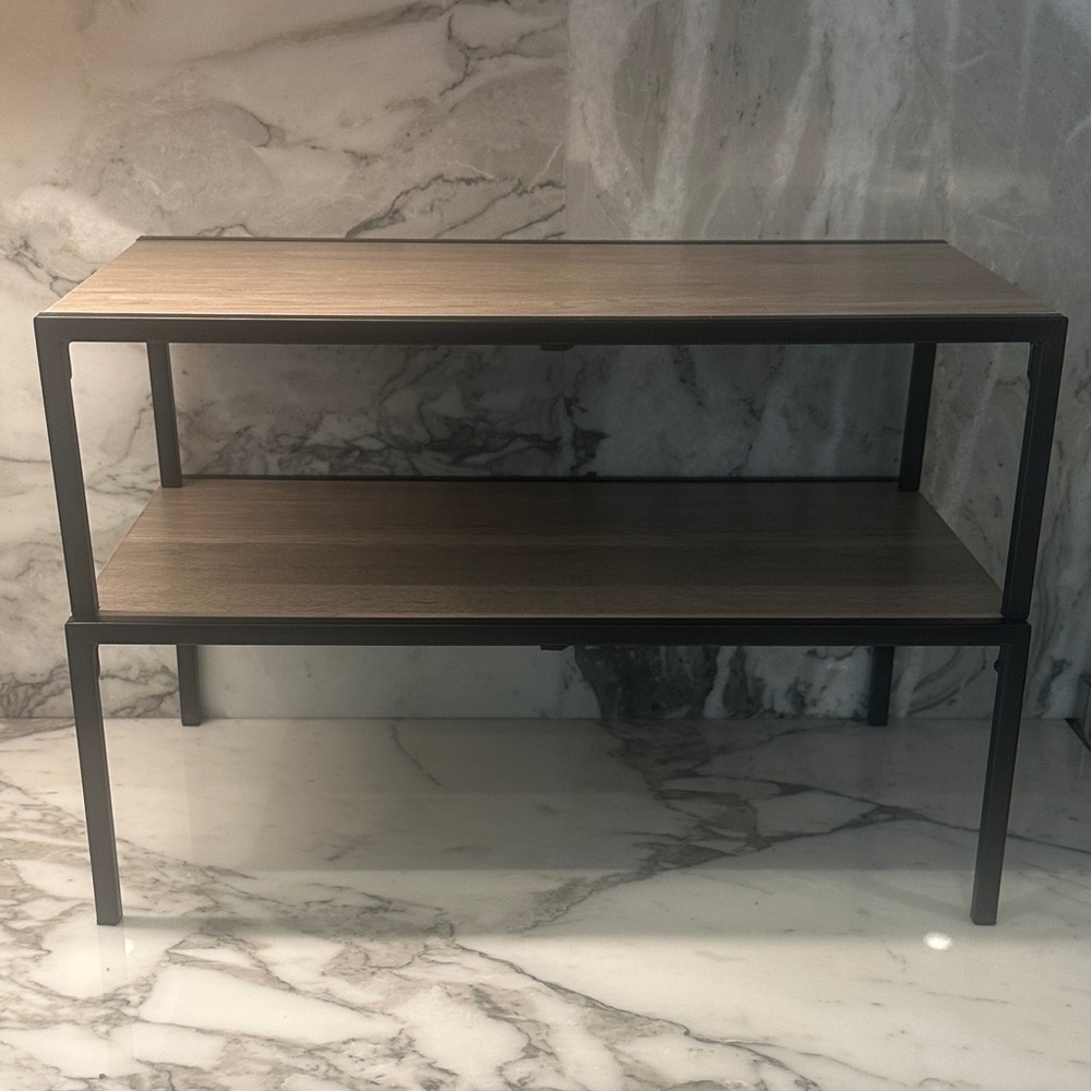 Two-Tier Modern Shelf with Black Frame